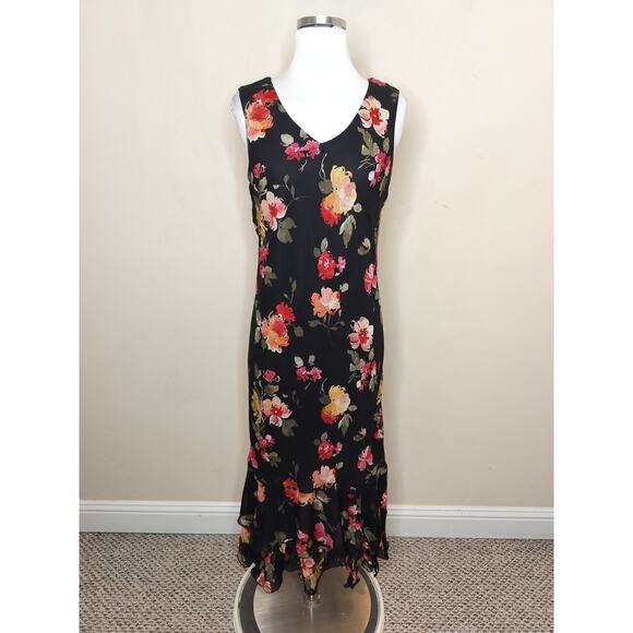 Casual Corner Floral Midi Dress Ruffle Hem Y2K Whimsy Romantic - Picture 1 of 11